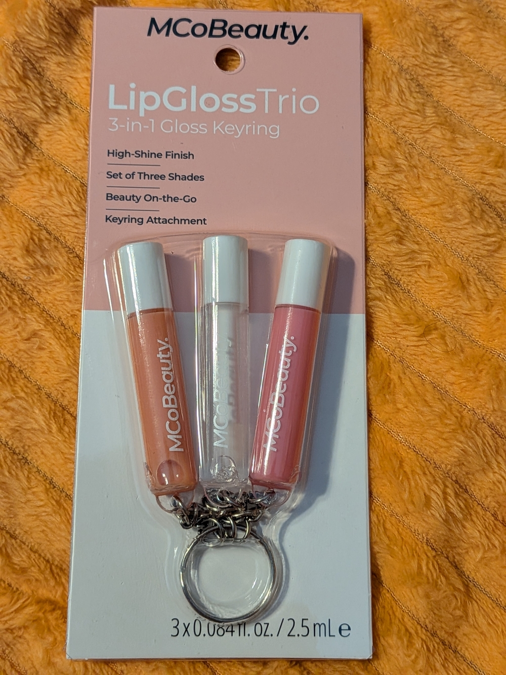 MCoBeauty LipGloss Trio Keyring - Set of 3 (Peach, Clear, Pink)